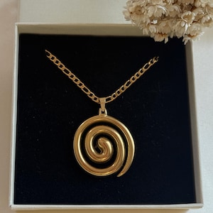 Spiral Necklace : 18K Gold PVD Plated,Hypoallergenic,Boho Jewelry,Water-resistant finish,Handmade image 2