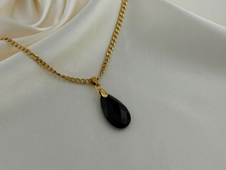 Black Obsidian Necklace :Crystal Pendant,Waterproof,Hypoallergenic,Natural Stone,Necklace for Women image 5