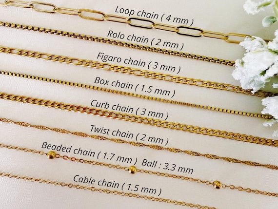 18K Gold Plated Stainless Steel Chain Necklace: Anti-Tarnish, Hypoallergenic,Figaro Curb,Mothers day Gift