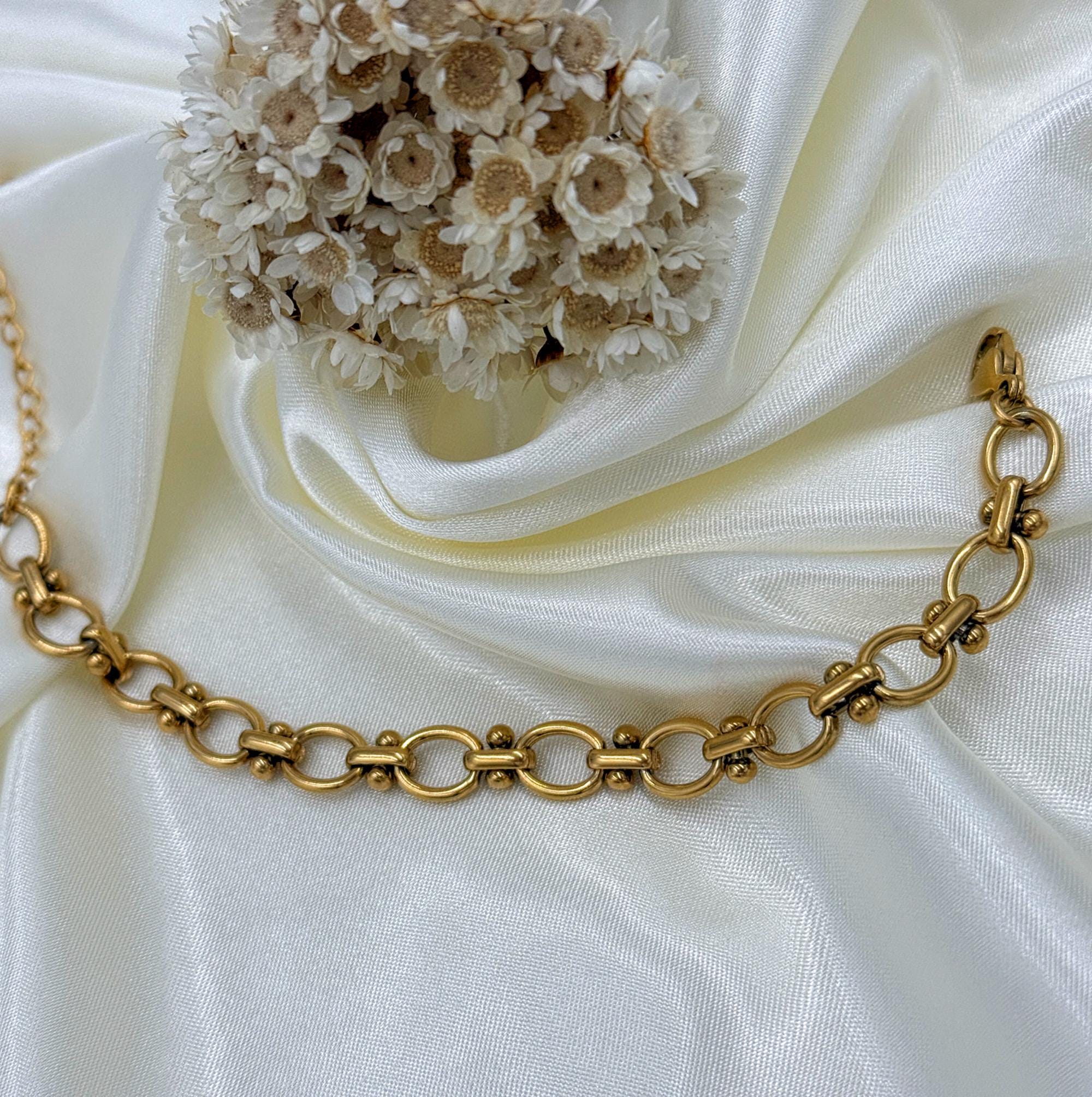 18K Gold Plated Oval Link Bracelet - Waterproof, Non Tarnish Everyday Jewelry, Luxury Gift for Her, Handmade Gold Bracelet