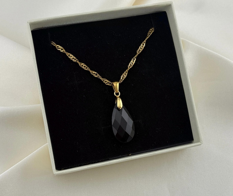 Black Obsidian Necklace :Crystal Pendant,Waterproof,Hypoallergenic,Natural Stone,Necklace for Women image 4