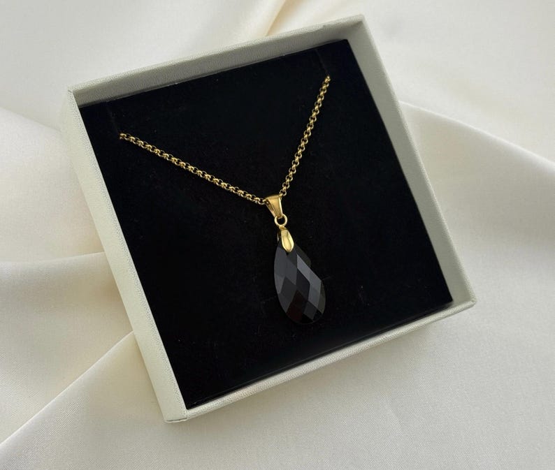 Black Obsidian Necklace :Crystal Pendant,Waterproof,Hypoallergenic,Natural Stone,Necklace for Women image 6