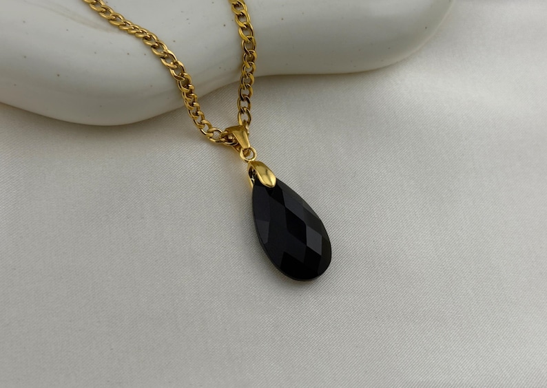 Black Obsidian Necklace :Crystal Pendant,Waterproof,Hypoallergenic,Natural Stone,Necklace for Women image 7