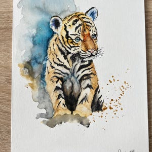 Baby Tiger, original watercolor tiger artwork