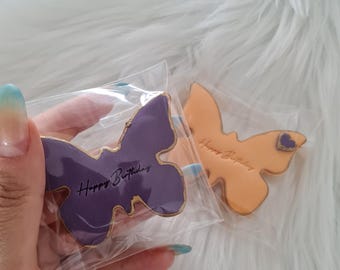 Fondant vlinderkoekjes, verjaardagsvlinderkoekjes, feestbedankjes, gepersonaliseerde koekjes