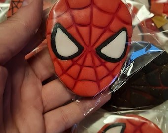 Fondant cookies, Speiderman cookies, birthday party favors, personalized cookies