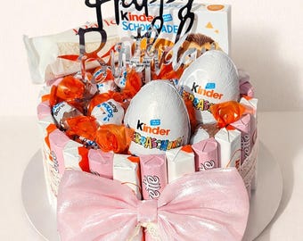 Gift cake for children, surprise gift, candy cake, birthday cake, chocolate bonbons