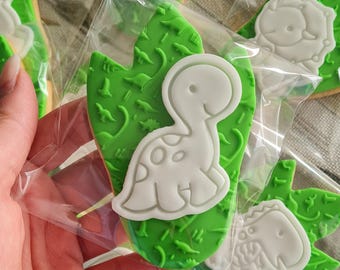 Fondantkoekjes, feestgunsten met dinosaurussenthema, gepersonaliseerde koekjes, verjaardagskoekjes