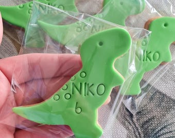 Fondantkoekjes, feestgunsten met dinosaurussenthema, gepersonaliseerde koekjes, verjaardagskoekjes