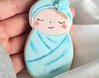 Fondant Cookies Baby Party Babyshower Cookies Boy or Girl Party Favors Personalized Cookies