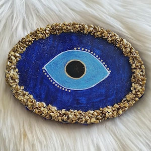 Evil Eye Wall Picture Canvas Nazar Boncuk Handmade Ramadan Eid Gift Resin Epoxy Resin