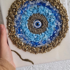 Evil Eye Wall Picture Canvas Nazar Boncuk Handmade Ramadan Eid Gift Resin Epoxy Resin