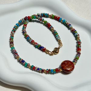Desert Bloom-Necklace, Silk Road Inspired, Dzi-style Agate, Colorful Beaded Jewelry, Gift for Her