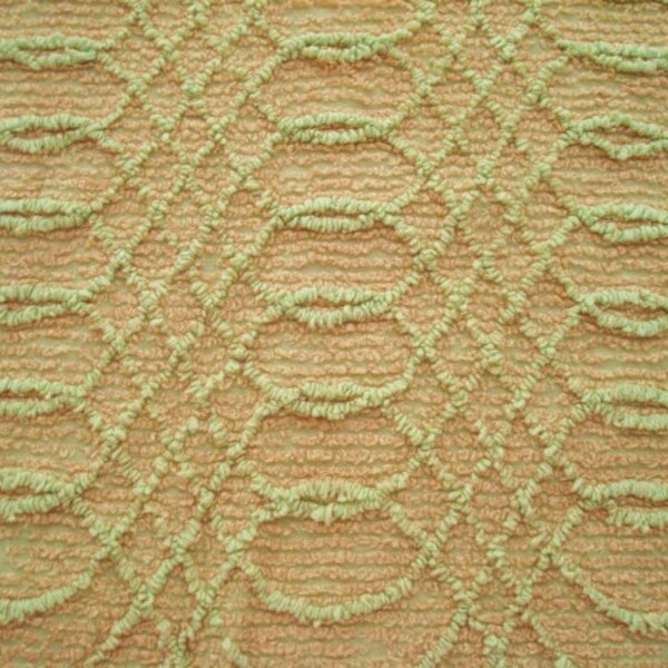 35X20 GREEN & YELLOW  Vintage Cabin Crafts Chenille Bedspread Fabric Perfect for Patchwork Quilts and Pillows Tufted