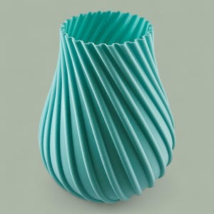 Eco-friendly 3D Printed Spiral Vase in vibrant colours. Watertight, modern design perfect for flowers, decor, or gifting