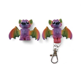 Adorable y llamativo llavero de murciélago de la fruta, llavero colorido y extravagante, etiqueta de bolso mágica y elegante, juguete antiestrés de murciélago de la fruta MMMini