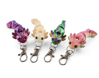 Encantador y lindo axolotl coleccionable, llavero decorativo con cremallera, regalo adorable y divertido, etiqueta para bolso de varios colores