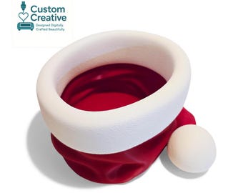 Cuenco para golosinas con gorro de Papá Noel impreso en 3D, plato para dulces navideños, decoración festiva para mesa de regalo, relleno para calcetines, decoración invernal para el hogar