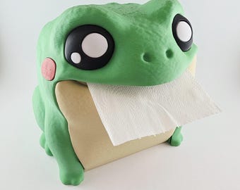 Portarrollos de papel higiénico con la rana Froderick / Bonita decoración de baño con rana impresa en 3D / Dispensador de papel higiénico original / Regalo para amantes de las ranas
