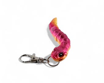 Llavero-etiqueta para bolso con forma de serpiente hocico de cerdo impresa en 3D, color marrón sedoso o mate de arcoíris