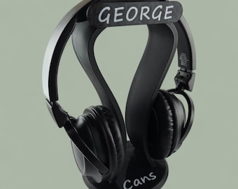Soporte para auriculares moderno, personalizado e impreso en 3D: nombre personalizado, elegante accesorio de escritorio