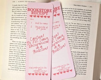 Marcador de recibo de librería / Regalo divertido para amantes de los libros / Marcador de libros TBR