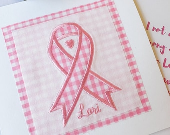 Embroidered Appliqué Personalized Breast Cancer Card