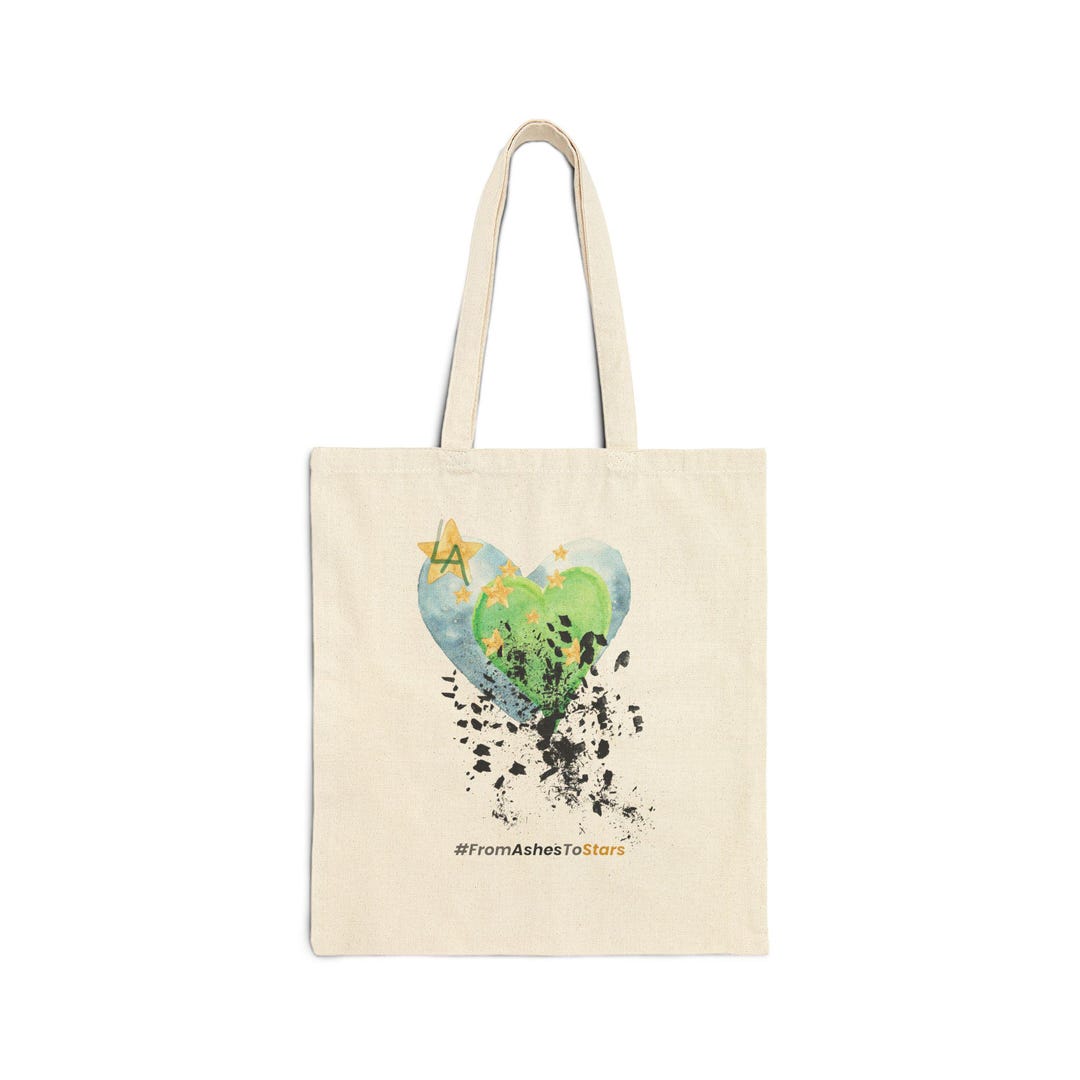 Canvas Tote Bag, Stylish Charity Design, Wildfire Relief Fundraiser