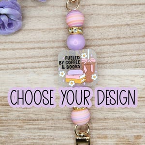 KINDLE/E-READER STRAP-Beaded Interchangeable Strap - Coffee & Books