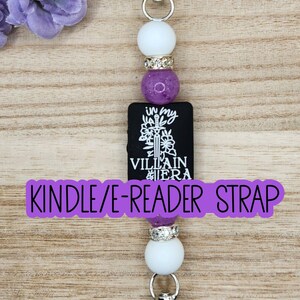 KINDLE/E-READER STRAP-Beaded Interchangeable Strap - "In My Villain Era" (Silver Hardware)