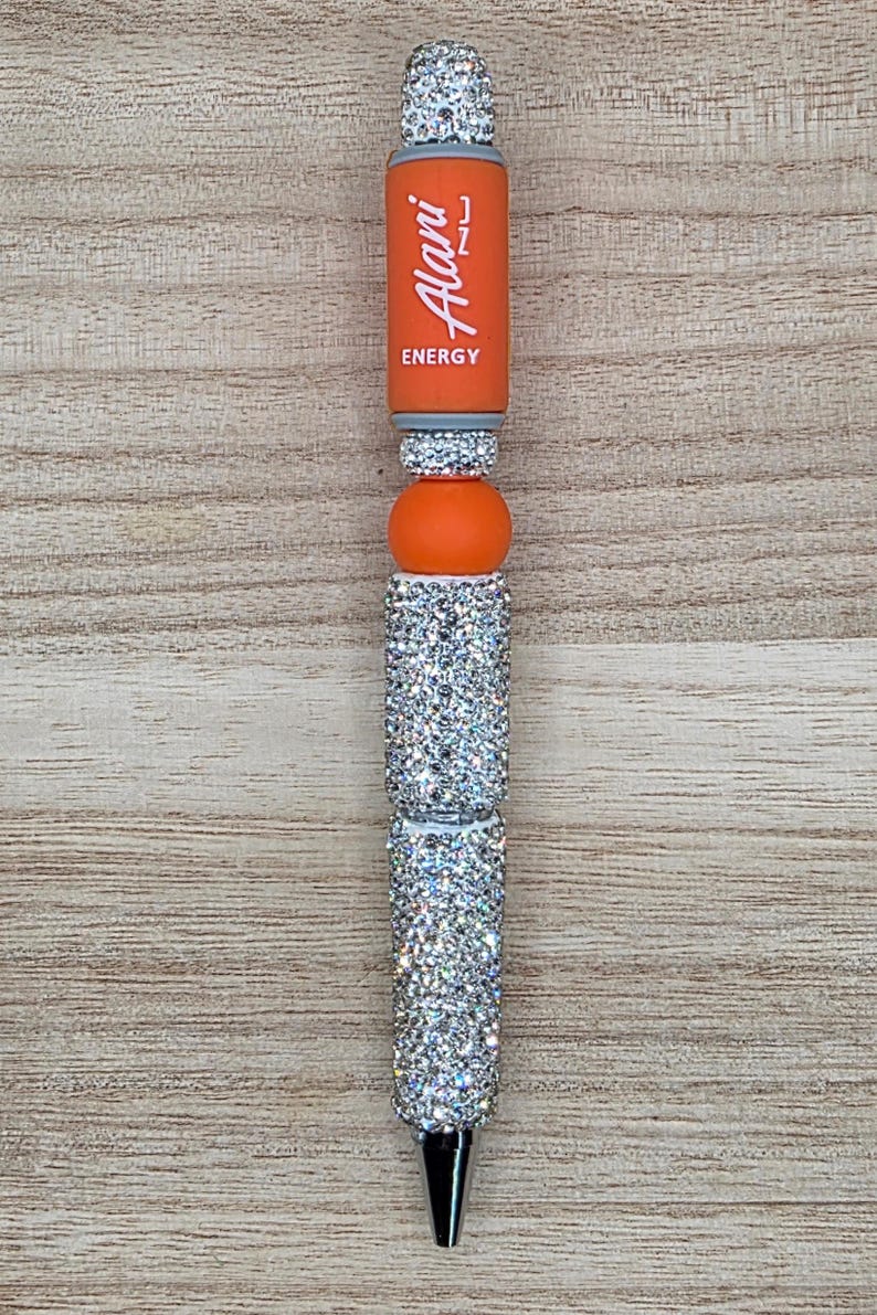 RHINESTONE BEADED PEN- 3D Energy Drink Cans - Choose Your Color Orange Can