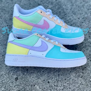 Pastel Custom Air Force 1 - Custom Sneaker for Kids, Little Kids, Women - Hand Painted Sneaker - Spring Colors