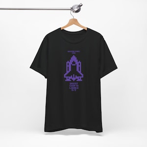 Retro Pixel Game Space Shuttle T-Shirt, Rocket Launch Tee, Vintage Sci-Fi Shirt, 80s Gamer Top, Unisex Jersey Short Sleeve Tee