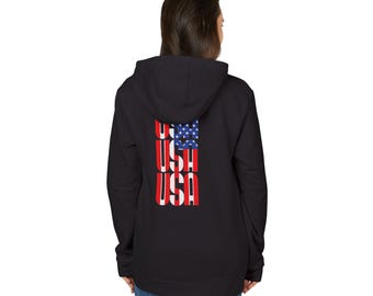 Hoodie, American Flag Font, Patriotic Sweatshirt, Red White Blue, Unisex Fleece Jacket, US Flag Hooded Sweatshirt, America Pride, USA