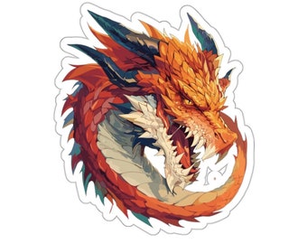 Dragon Head Kiss-Cut Stickers, Mythical Creature Decal, Fantasy Laptop Decoration, Animal Lover Gift, Magical Vinyl Sticker, Mythology
