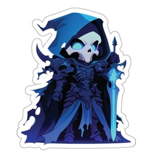 Lich Warrior Sticker, Halloween Decal, Fantasy Creature Label, Dungeons and Dragons Gift, Skeleton Decal, Undead Sticker