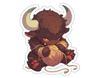 Stickers, Minotaur Playing with Irony, Mythical Creature Decals, Funny Beast Design, Laptop Decals, Unique Sticker Set, Vinyl Stickers for