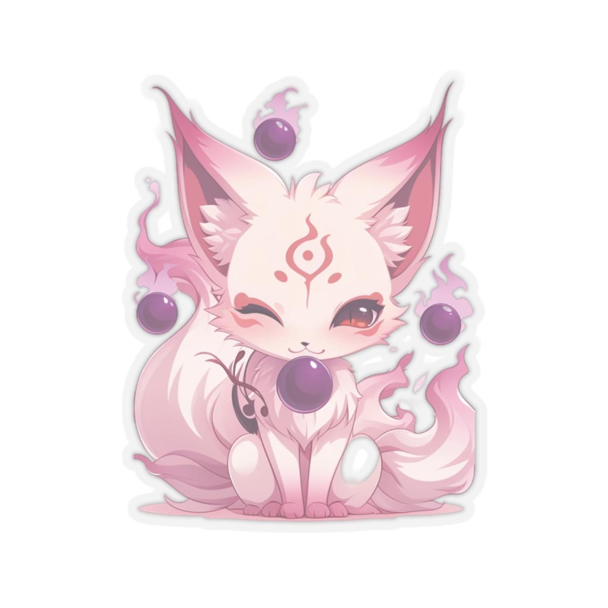 Chibi Kitsune Kiss-Cut Stickers, Cute Anime Fox Decals, Kawaii Sticker Set, Adorable Chibi Fox Vinyl Decals, Kitsune Lover Gift, Laptop