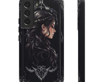 Raven Goddess Tough Phone Case, Protective Case, Unique Design, Gothic Phone Cover, Halloween Gift