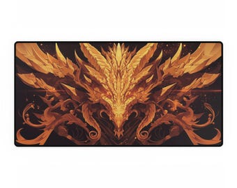 Golden Dragon Desk Mat: Fantasy Gaming Mouse Pad