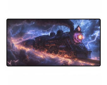 Desk Mats, Ride the lightning, Locomotive - Lightning Bolt, Train Engineer, Railroad Lover, Office Desk Decor, Computer Mat, Desk