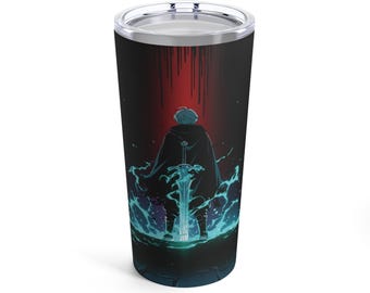 Tumbler 20oz, Sword in the Stone King in the Making Design, Cool Clean Cup for Medieval Enthusiasts, Renaissance Gift, Unique Camelot Mug,