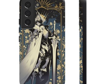 King Arthur Black White Phone Case Design, Medieval Knight Tough Case, Excalibur Sword Cover, Armor Shield, Camelot Gift, Round Table Decor