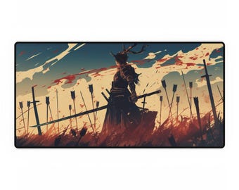 Samurai Desk Mats, Japanese War Gaming Mat, Last Man Standing Design, Samurai Mouse Pad, Warrior Desk Pad, Sword Desk Accessory
