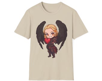 Fallen Valentine Angel T-Shirt, Valentine Shirt, Fallen Angel Tee, Romantic Valentine's Day Top, Heart Wings Graphic Tee