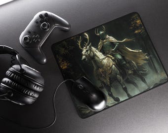 Green Knight Mouse Pad: Medieval Desk Decor, Gaming Accessories