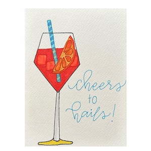 Custom Hand-Drawn Aperol Spritz Birthday Card