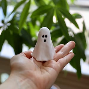 Polymer Clay Halloween Ghost Figurine: Handmade Spooky Decor