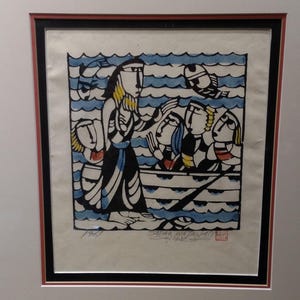 渡辺貞夫 木版画 イエスキリスト生誕