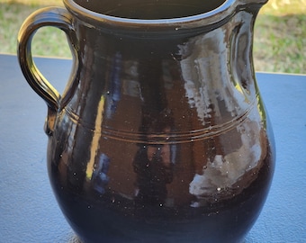 Vintage stoneware pitcher, brown